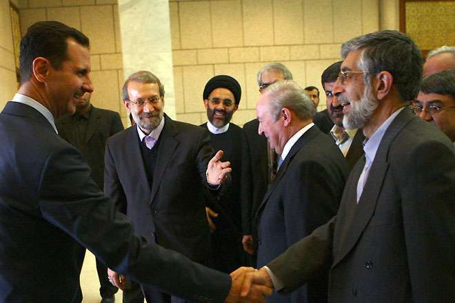 لقاء علي لاريجاني رئيس مجلس الشورى الاسلامي برئيس الجمهورية السورية بشار الأسد (تقرير مصور)  