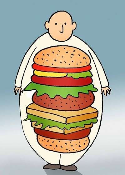 Fast food, a main cause of Obesity in Iran (Cartoon) .