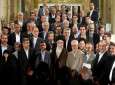Supreme Leader of Islamic Revolution, Ayatollah Seyyed Ali Khamenei, receives President Mahmoud Ahmadinejad and his cabinet for the last time before the new President is sworn in.
