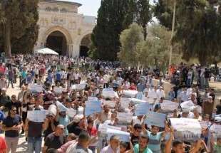 تظاهرات در مسجد الاقصی علیه تجاوزات رژیم صهیونیستی
