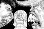 World scared by two people (cartoon)  <img src="/images/picture_icon.png" width="13" height="13" border="0" align="top">