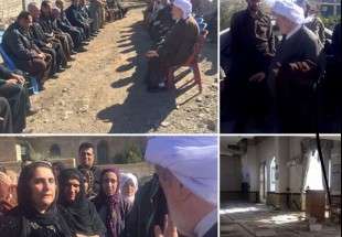 حضور امام جمعه پاوه و روحانيون اهل سنت در مناطق زلزله زده كرمانشاه