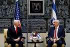 U.S. Vice President Mike Pence sits next to Israeli President Reuven Rivlin during a meeting at the President