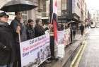 احتجاجات بريطانية أمام السفارة السعودية تنديداً بجرائم المملكة فى المنطقة