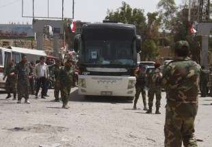 ادامه روند خروج عناصر تروریست از جنوب دمشق