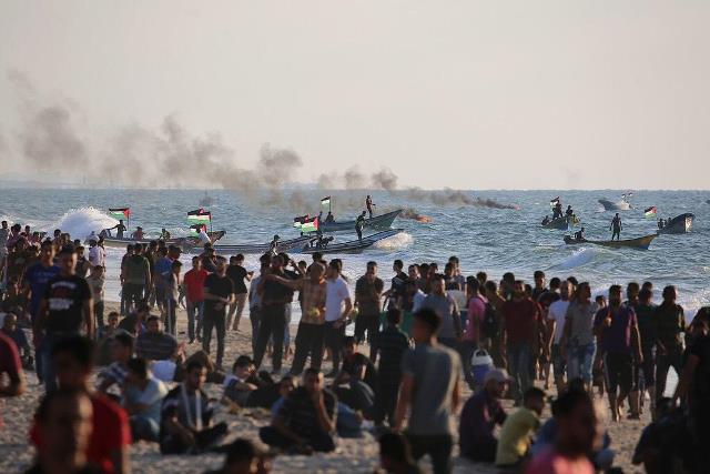 إصابات جراء اعتداء الاحتلال على المسير البحري الثامن شمال غزة