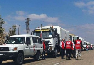 الهلال الأحمر يوصل 17 شاحنة محملة بالمواد الغذائية إلى ريف درعا