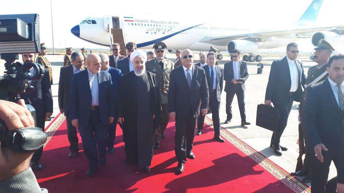 الرئيس روحاني يصل الى بغداد