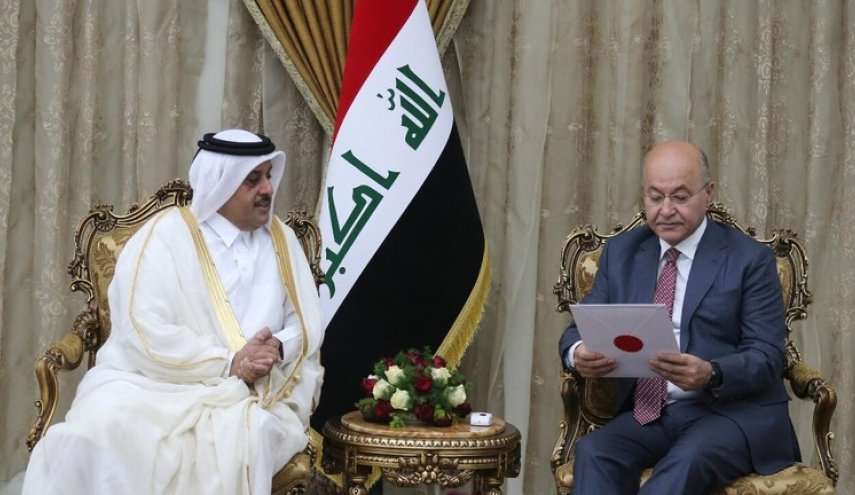 برهم صالح يتلقى دعوة من امير قطر للمساهمة في عملية إعادة إعمار العراق