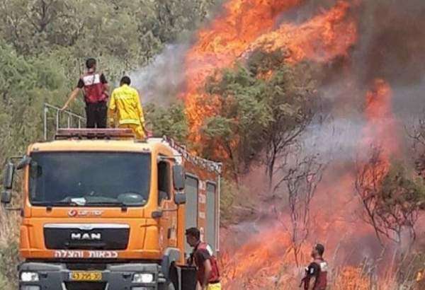 حريق ضخم في إحدى مستوطنات غلاف غزة بفعل بالون حارق