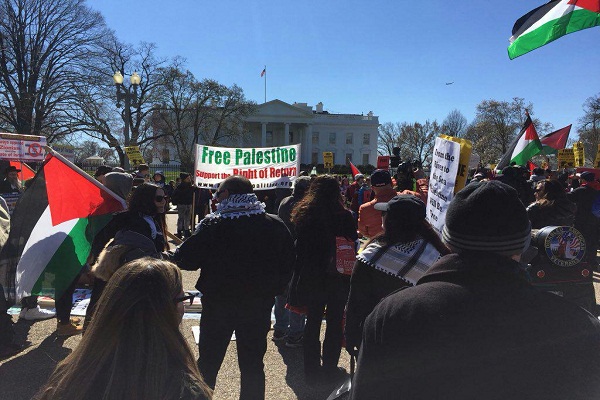 اعتراض فلسطینیان به حمایت‌های کاخ سفید از صهیونیست‌ها