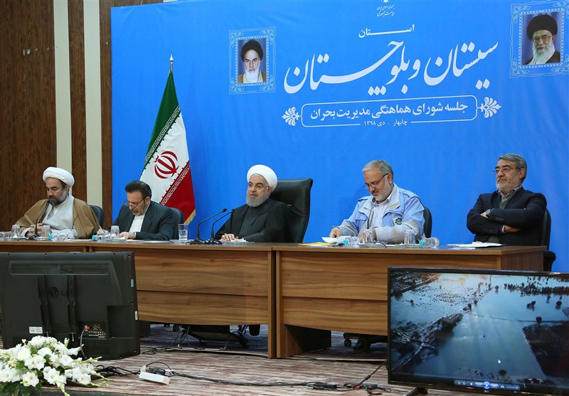 روحاني يعرب عن تقديره للعلماء والمسؤولين الشيعة والسنة لتمسكهم بالوحدة والتلاحم خلال ادارة ازمة السيول
