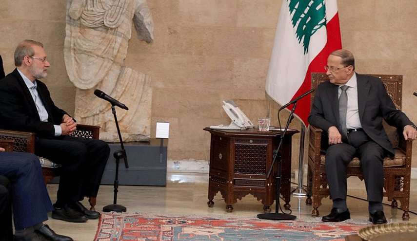 لاريجاني يسلم رسالة الرئيس روحاني لرئيس  ميشال عون حول العلاقات اللبنانية - الايرانية