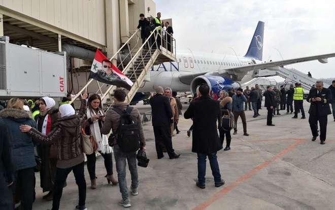 بعد ثماني سنوات بسبب الإرهاب مطار حلب الدولي يستقبل أول رحلة جوية قادمة من دمشق