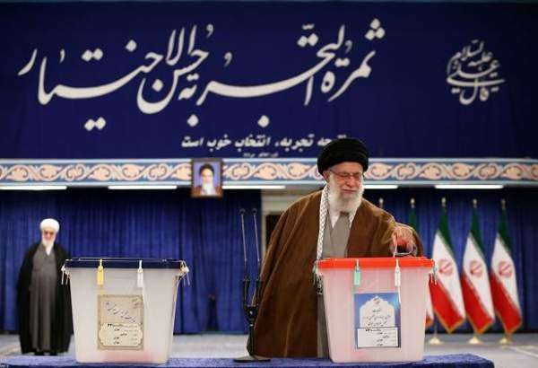 Supreme Leader of the Islamic Revolution Ayatollah Seyyed Ali Khamenei cast his vote in a ballot box in early hours of the election on Friday 21st, February.