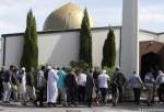 Muslim worshipers returning to the mosque when reopened following the attack which killed 51.