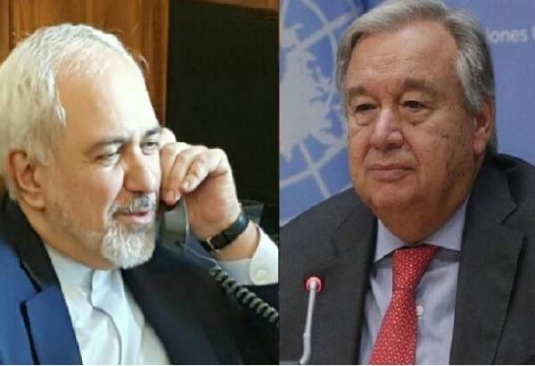 ایرانی وزیر خارجہ اور اقوام متحدہ کے سیکریٹری جنرل کا ٹیلیفون پر رابطہ