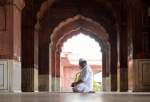 A man offers prayers at Jama Masjid on the first Friday of Ramadan, in the old quarters of Delhi, India, May 1, 2020