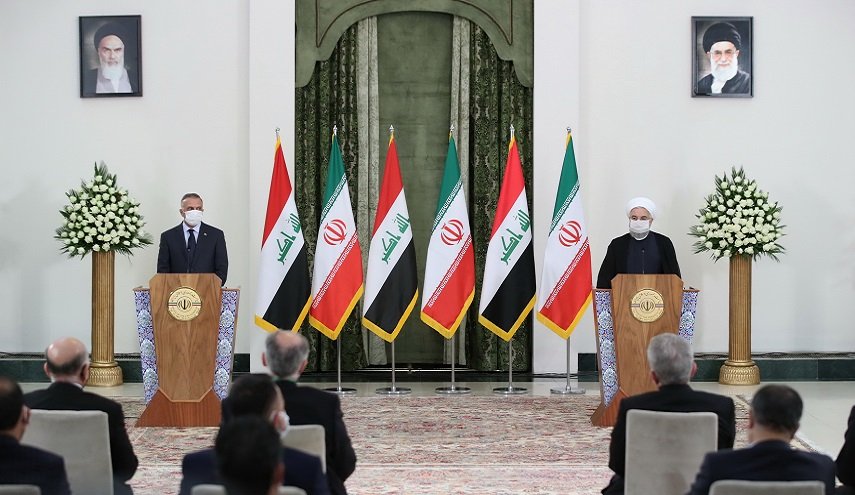 روحاني  إيران ستقف مع العراق بكافة إمكانياتها، فيما شدد الكاظمي،لن نسمح لأي تهديد من العراق