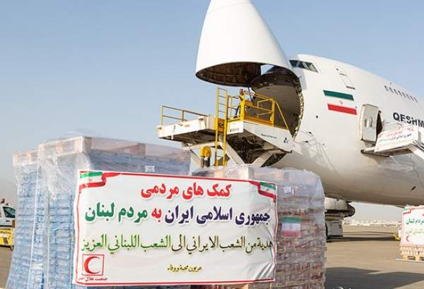 ارسال محموله کمک‌های جمعیت هلال احمر ایران  به لبنان با هواپیمای ارتش