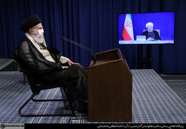 اعضاءالحكومة الايرانية يلتقون قائد الثورة الاسلامية عبر الارتباط المرئي