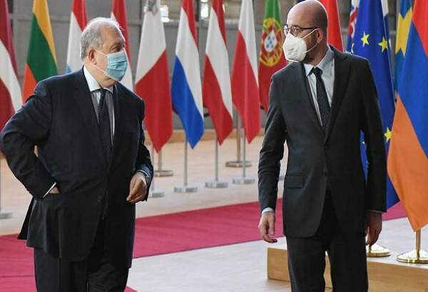 دیدار رئیس جمهور ارمنستان با رئیس شورای اروپا در خصوص مسئله قره‌باغ