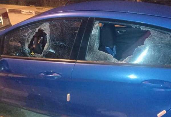 This picture shows the aftermath of an assault on a Palestinian car on January 21, 2021, after a group of masked Israeli settlers attacked the vehicle on the road linking the central occupied West Bank city of Ramallah to the city of Tubas. (Photo via Twitter)