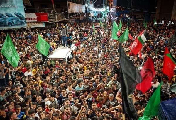 صیہونی حکومت نے گھٹنے ٹییکے دیئے، فلسطین میں جشن کا ماحول
