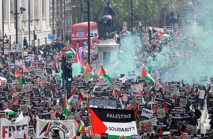مظاهرات حاشدة وغير مسبوقة (۲۰۰ الف)في لندن نصرة لفسطين  