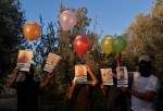 الشباب الثائر بغزة يطلق بالونات تحمل صور الاسرى أبطال نفق “جلبوع”