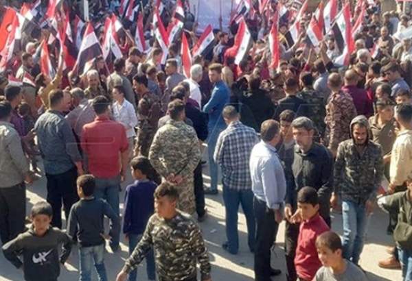 مردم استان حلب سوریه در مخالفت با اشغالگری ترکیه تجمع کردند