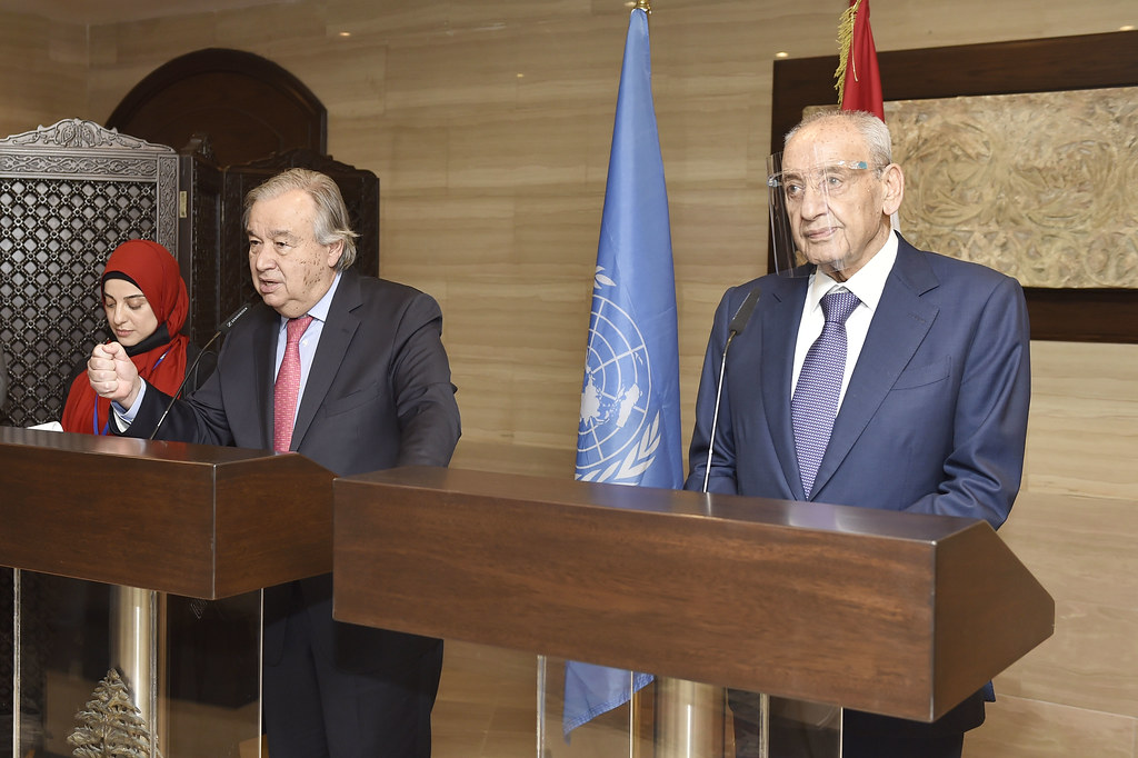غوتيريش يزور الرئيس بري : على المسؤولين الاتحاد لتحصيل الدعم للبنان