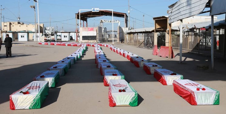 ورود پیکر مطهر ۷۲ شهید سال‌های دفاع مقدس به کشور