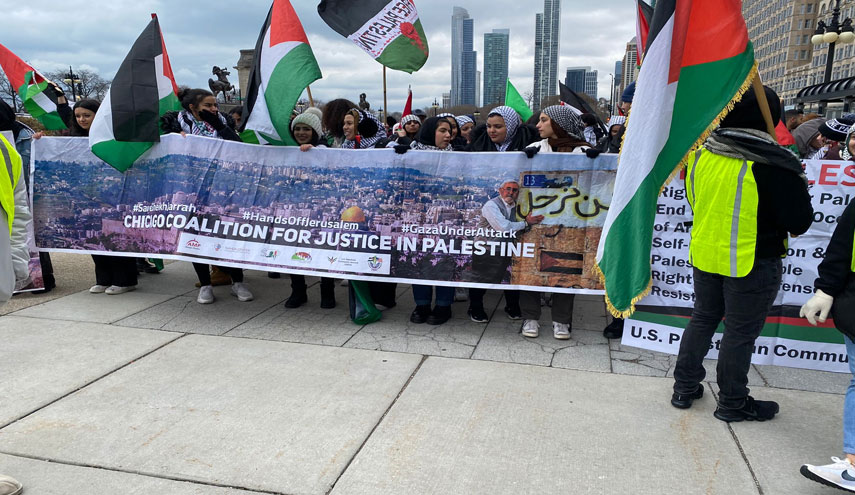مظاهرة في شيكاغو رفضا لانتهاكات الاحتلال ضد المقدسات والفلسطينيين  