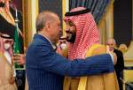 The Saudi crown prince (right) held a one-on-one meeting with the Turkish president (left) in Jeddah in April (AFP)