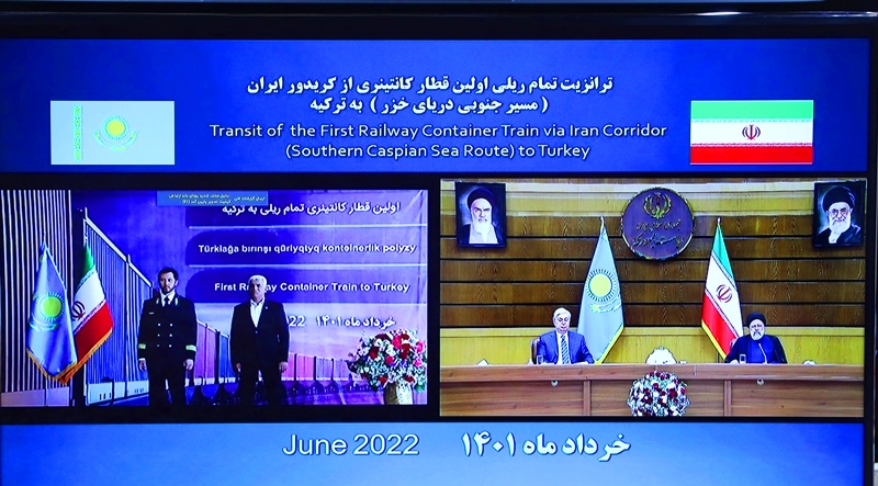 ایة الله رئيسي وتوكاييف يدشنان طريق كازاخستان - طهران - تركيا السككي