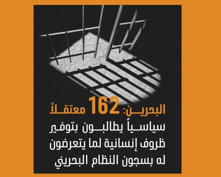 ١٦٢ معتقلاً سياسياً في البحرين يطالبون بتوفير ظروف إنسانية في سجون ال خليفة