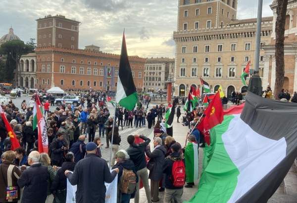 تظاهرات فعالان حامی فلسطین در رم علیه نتانیاهو