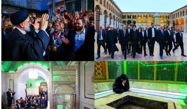 الرئيس الإيراني يزور المسجد الأموي و مقام السیدة  رقیة (س) و سوق الحميدية في دمشق  