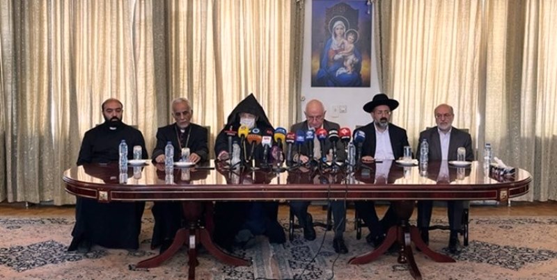 مؤتمر صحفي لقادة الأقليات الدينية في ايران لادانة الجرائم الصهيونية