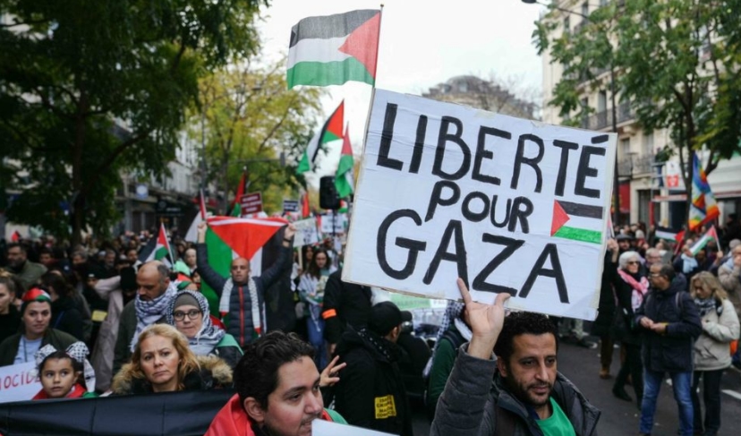 طالب منظمو التظاهرة في فرنسا بـ"وقف فوري لإطلاق النار"