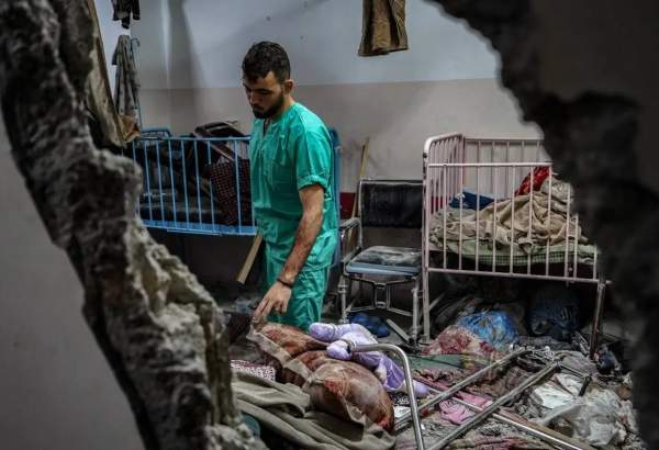 A view of damage after Israeli army hit the pediatric department of Nasser Hospital in Gaza’s Khan Younis city on December 17, 2023 [Belal Khaled – Anadolu Agency]