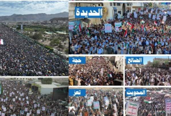 یمنی عوام نے غزہ کے عوام کی حمایت میں آج  بھی ملک گیر ریلیاں نکالیں