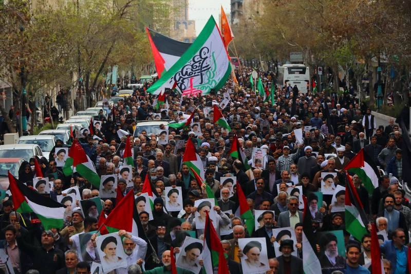 مسيرة حاشدة في مدينة مشهد شمالي شرق ايران إسناداً لغزة