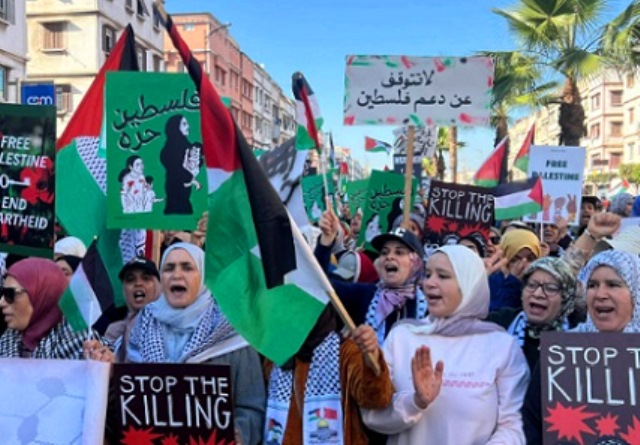 المغرب.. آلاف المتظاهرين يطالبون بفتح المعابر ووقف الحرب بغزة