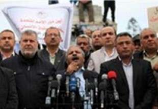 راهپیمایی گروه های فلسطینی در غزه به نشانه حمایت از یرموک