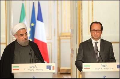 المؤتمر الصحفي المشترك للرئيسان الايراني والفرنسي