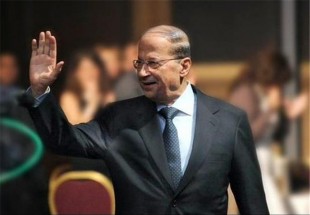 Michel Aoun sits on the president
