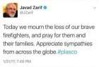 ظريف يشكر التعازي الدولية على حادث "بلاسكو"