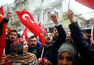 Turkish people protest military action against Syria  